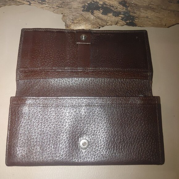 Gucci Logo Long Wallet Brown MonogramCanvas Leather Vintage Fair - Picture 4 of 16